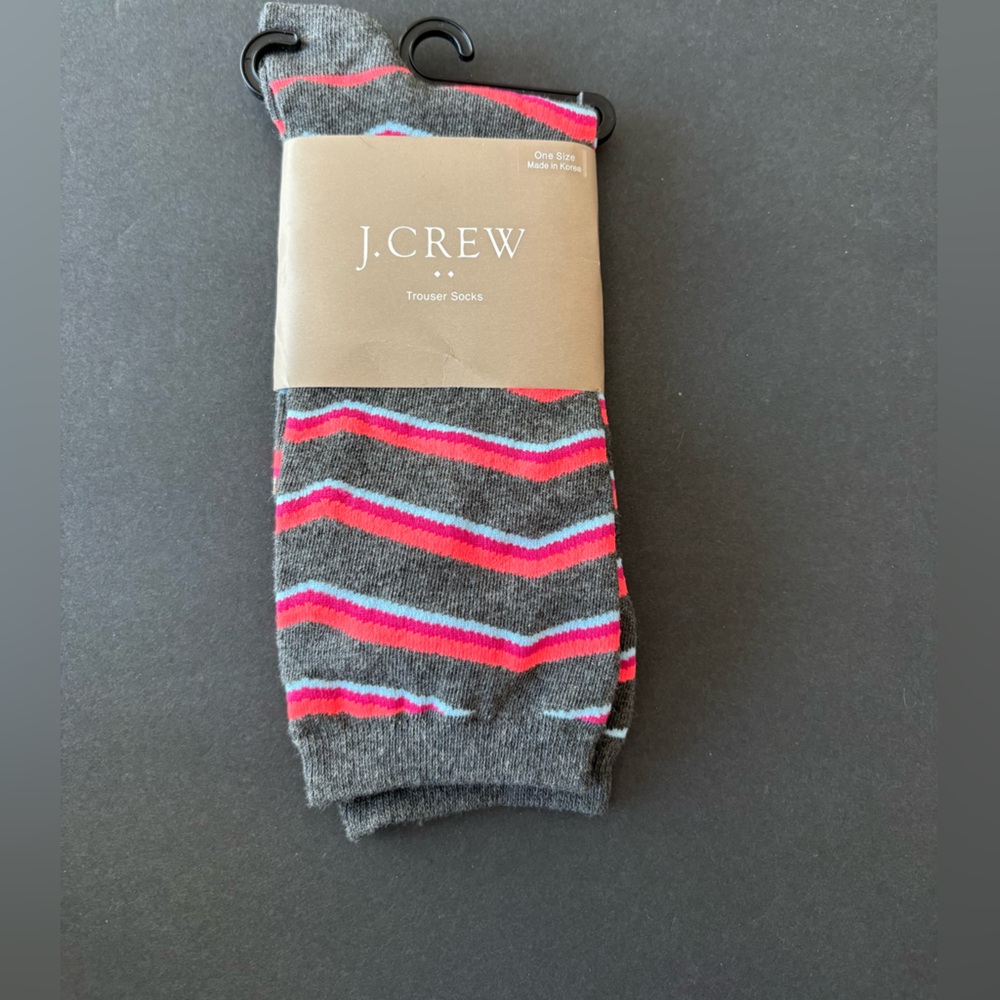 J. Crew Gray and Pink Chevron Socks